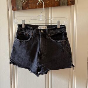 Abercrombie & Fitch Black Distressed High-Rise Denim Shorts